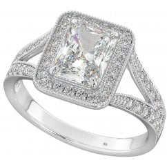 2ct Radiant Engagement Ring in 925 sterling silver