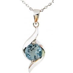 2ct Swiss Blue Topaz Ladies Pendant Necklace in 925 Sterling Silver - 17 inches 