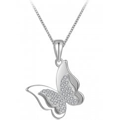 925 Silver Butterfly Pendant and Necklace Set 