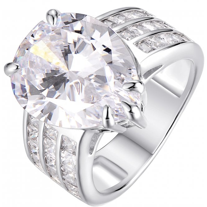 925 Silver Large Teardrop/Pear Cut Cubic Zirconia Ring