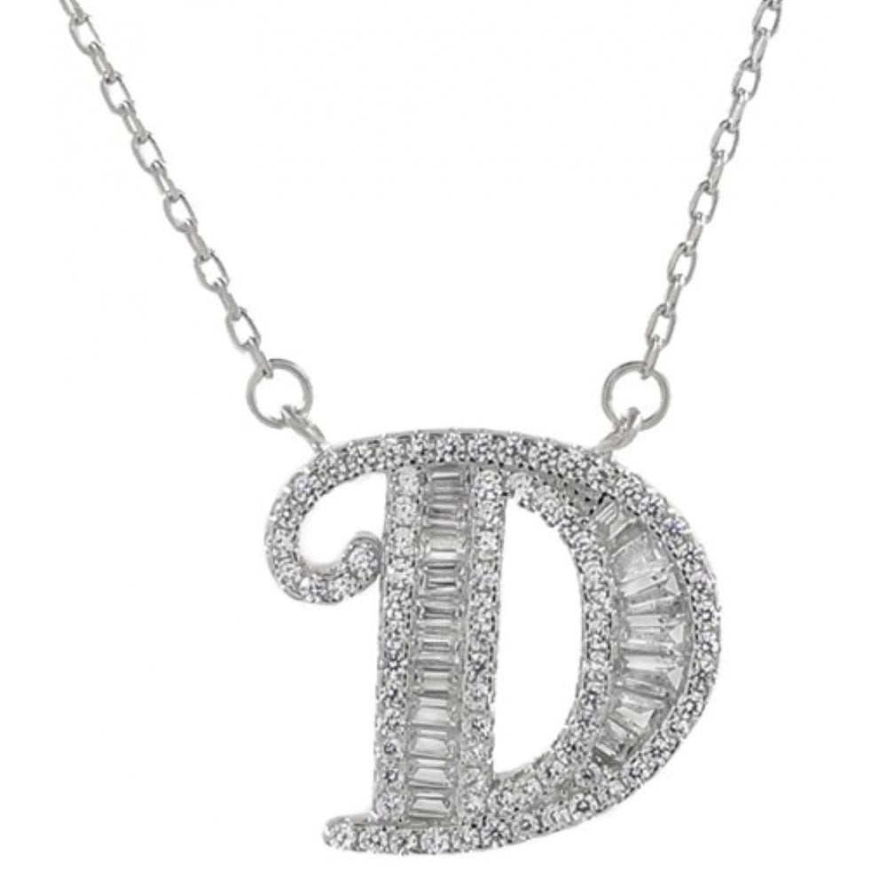 thumbnail image 2 of 925 Sterling Silver Heavy Hawaiian Plumeria Scroll Initial Letter 'D' Pendant 2 of 4