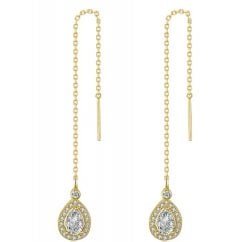 925 Silver Teardrop Gold Tone Chain Earring