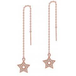 925 Sterling Rose Gold Tone Star Chain Earring 