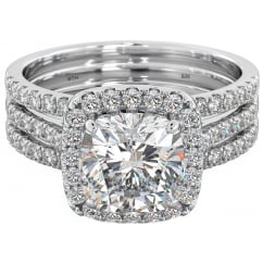 925 Sterling Silver 3-PIECE Cushion Cut Cubic Zirconia Ring Set 