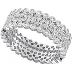 925 Sterling Silver 4 rows Eternity Band Ring