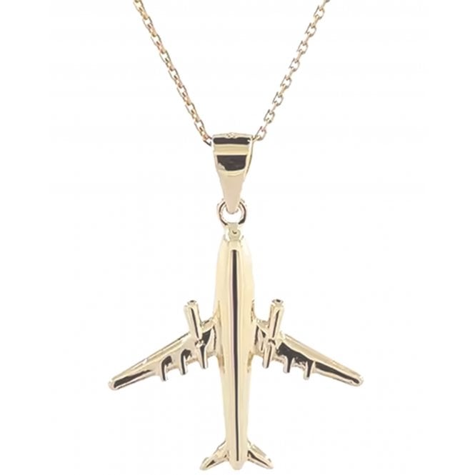 925 Sterling Silver Aeroplane Gold Chain Necklace 