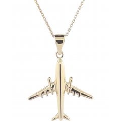 925 Sterling Silver Aeroplane Gold Chain Necklace 