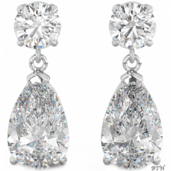 925 Sterling Silver Art-Deco Ladies Cubic Zirconia Tear Drop Bridal Earrings