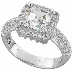 925 Sterling Silver Asscher Cut Cubic Zirconia Ring