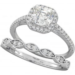 925 Sterling Silver Asscher Cut Cubic Zirconia Ring Set