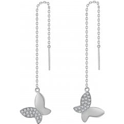 925 Sterling Silver Butterfly Earrings In Chain Earring