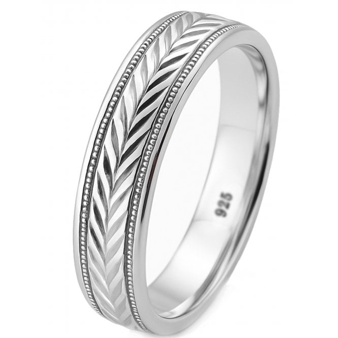 925 Sterling Silver Chevron Arrow Wedding Band Mens Womens Ring
