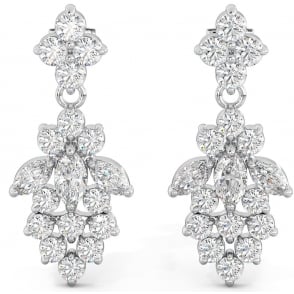 925 Sterling Silver CZ Chandelier Drop Earrings – Lab-Created Briolette Stones