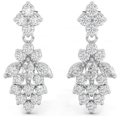 925 Sterling Silver Classic Ladies Cubic Zirconia Drop Dangle BridalEarrings