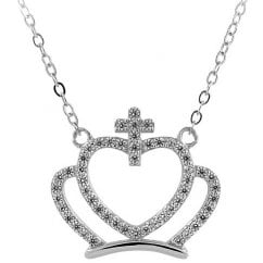 925 Sterling Silver Crown Pendant Necklace 