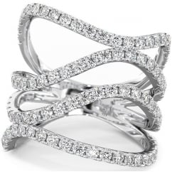 925 Sterling Silver Cubic Zirconia Unique Multi Wave Four-Row Ring