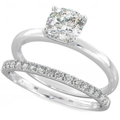 925 sterling silver Cushion Cut Solitaire Ring Set