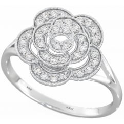 925 Sterling Silver Dazzling Cubic Zirconia Flower Ring