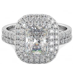 925 Sterling Silver Emerald Cut Cubic Zirconia Ring Set