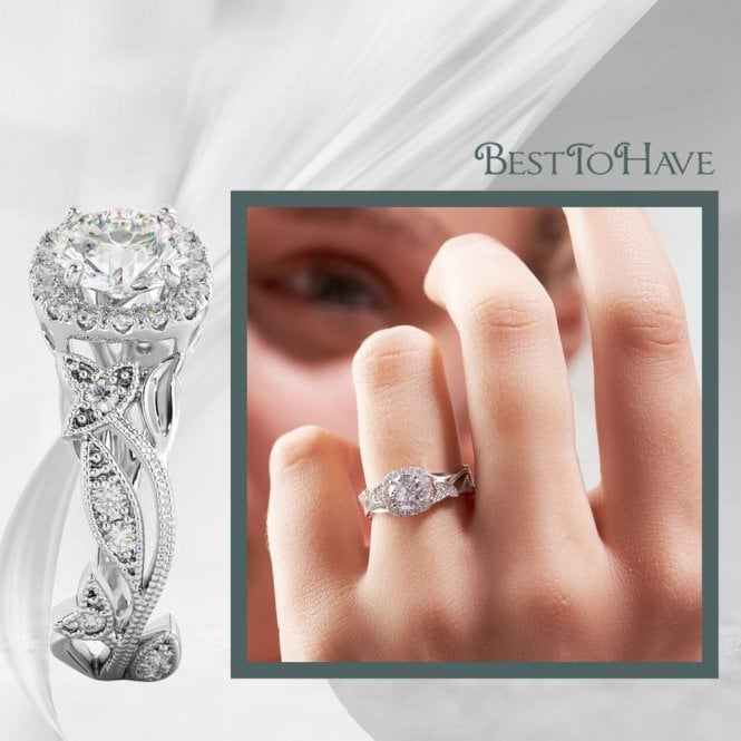 925 Sterling silver Floral ,Leafs on Vine engagement ring