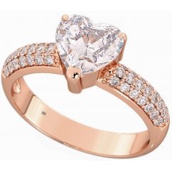925 Sterling Silver Heart Ring , Rose gold Plated, True Love Ring, Gift For Ladies