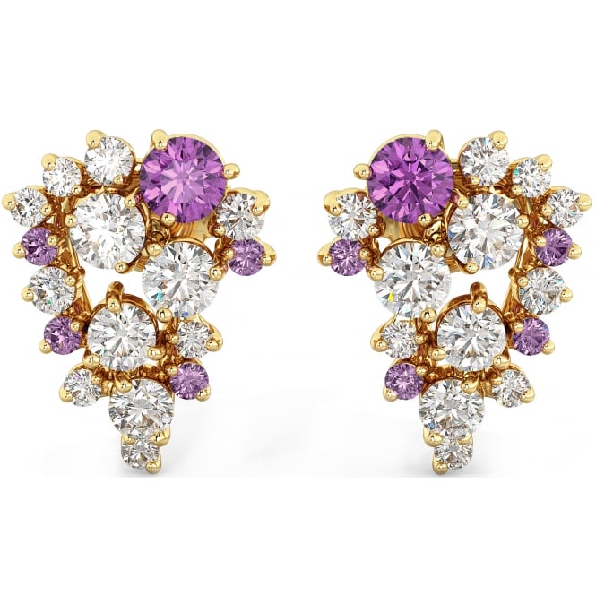 925 Sterling Silver Ladies Amethyst and Cubic Zirconia Earrings
