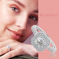 925 Sterling Silver Ladies Asscher Cubic Zirconia Ring  