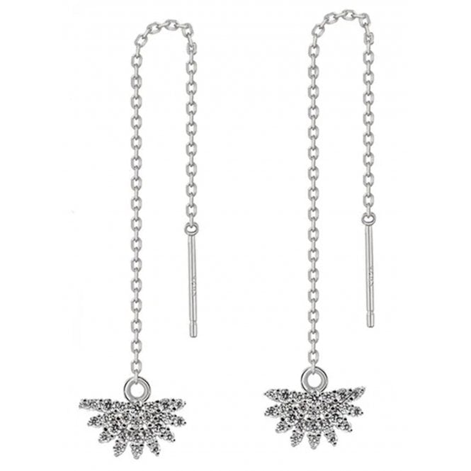 925 Sterling Silver Ladies Chain Fan Earring