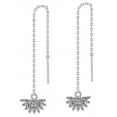 925 Sterling Silver Ladies Chain Fan Earring