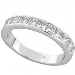 925 Sterling Silver Ladies Half Eternity Band Ring