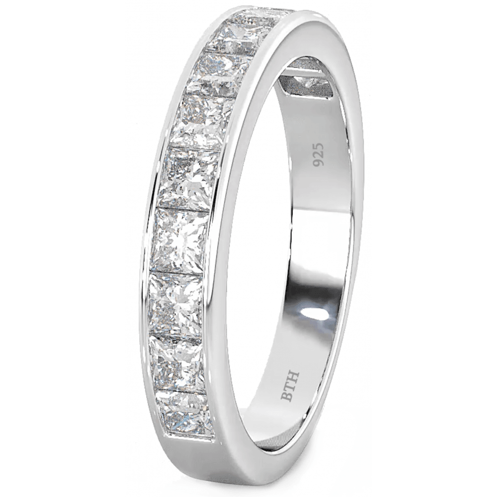 thumbnail image 2 of Solid 925 Sterling Silver Full Eternity Ring – 0.75ct Round White Sapphire – Handmade In Great Britain 2 of 3