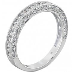 925 Sterling Silver Ladies Half Eternity Vintage Style Wedding Band Ring