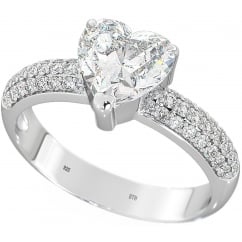 925 Sterling Silver Ladies HEART Cubic Zirconia Ring 