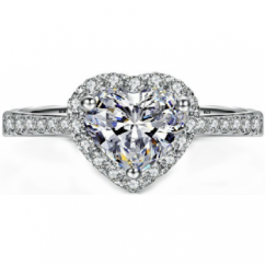 925 Sterling Silver Ladies Heart Cubic Zirconia Solitaire Ring