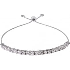 925 Sterling Silver Ladies Round Cut Adjustable Bracelet