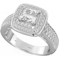 925 Sterling Silver Ladies Simulated Diamond CZ Halo Ring