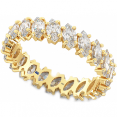 925 Sterling Silver Marquise-Cut Eternity Gold Tone Wedding Engagement Bridal Ring 
