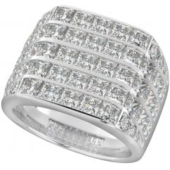 925 Sterling Silver Men's Cubic Zirconia Channel Set Ring 
