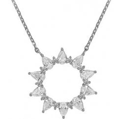 925 Sterling Silver Open Sun Pendant Necklace 