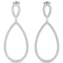 925 Sterling Silver Open Teardrop CZ Drop Dangle Earring