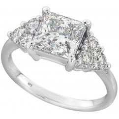 925 Sterling Silver Princess Cut Cubic Zirconia Engagement Ring