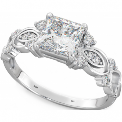 925 Sterling Silver Princess Cut Unique Solitaire Engagement Ring 