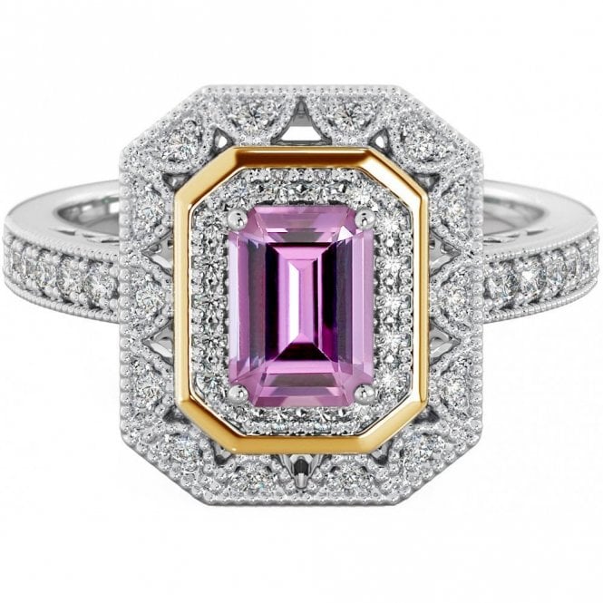 925 Sterling Silver Purple Amethyst Stone Halo Ring