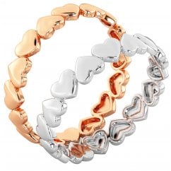 925 Sterling Silver Rose Gold Heart Stacking Ring Set