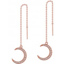 925 Sterling Silver Rose gold Tone Butterfly Chain Earring 