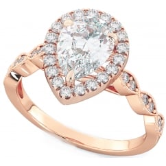 925 Sterling Silver Rose Gold Tone Pear-Cut Cubic Zirconia Ring