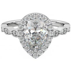 925 Sterling Silver Tear Drop/Pear Cut Engagement Ring