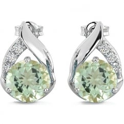 925 Sterling Silver Teardrop 4.2 Carats Light Green Amethyst Earrings
