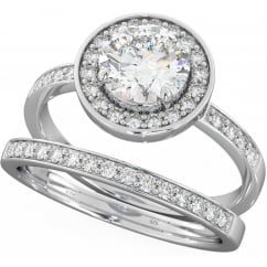 925 Sterling Silver two Piece Halo Engagement Ring Set