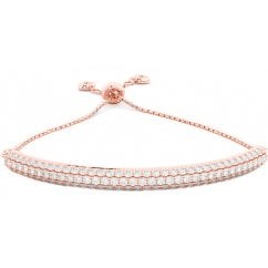 Adjustable Sterling Silver Slider Chain Bracelet Bangle ( Rose Gold Tone) 